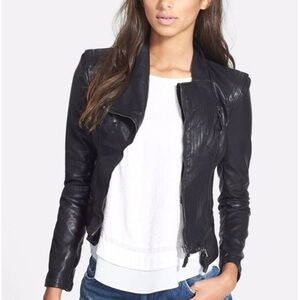 BLANKNYC Black Faux Leather Moto Jacket Size M Asymmetrical Zip Vegan